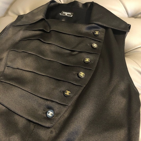 CHANEL Tops - Chanel✨Silk CC button blouse black